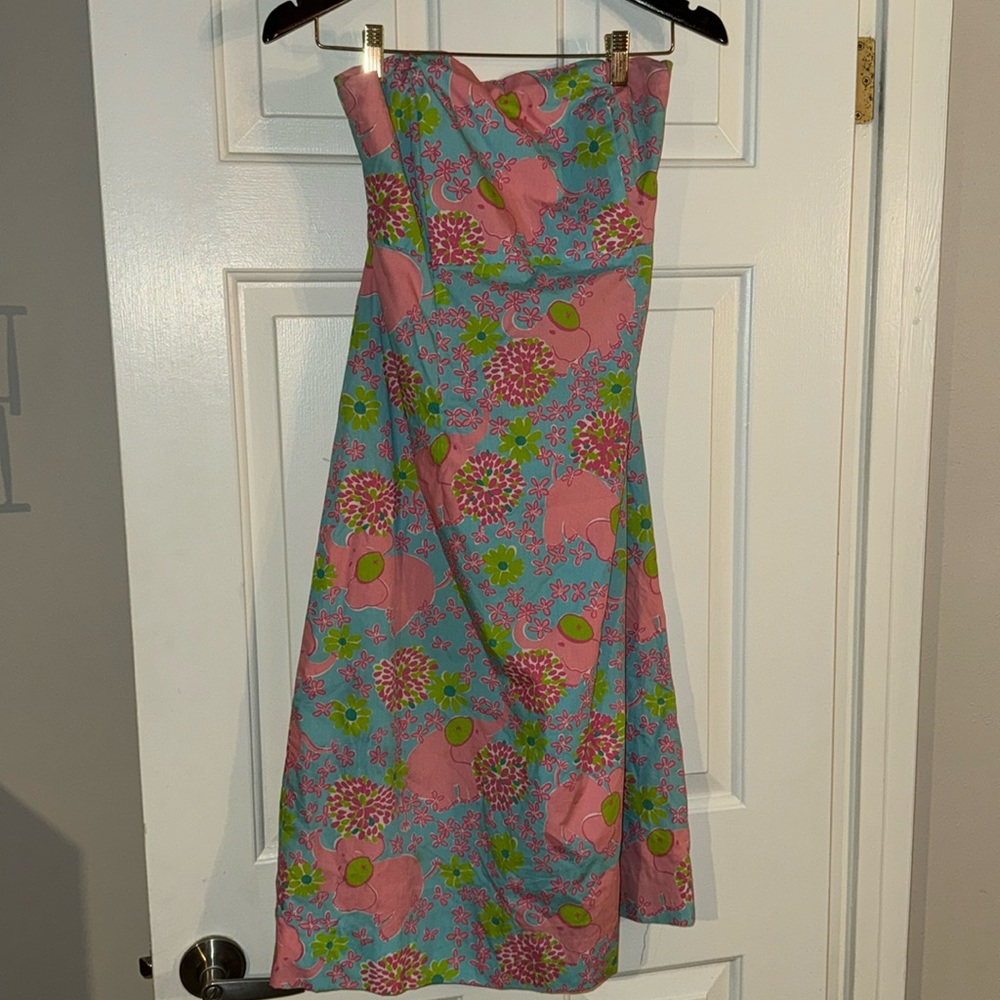 lilly pulitzer strapless dress - Elefrance print ties in back